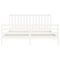vidaXL Estructura cama de matrimonio con cabecero madera maciza blanco vidaXL Estructura cama de matrimonio con cabecero madera maciza blanco