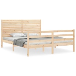 vidaXL Estructura de cama de matrimonio con cabecero madera maciza