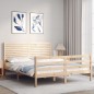 vidaXL Estructura de cama de matrimonio con cabecero madera maciza vidaXL Estructura de cama de matrimonio con cabecero madera maciza