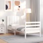 vidaXL Estructura de cama individual con cabecero madera maciza blanco