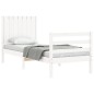 vidaXL Estructura de cama individual con cabecero madera maciza blanco