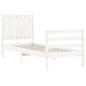 vidaXL Estructura de cama individual con cabecero madera maciza blanco