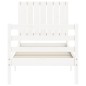 vidaXL Estructura de cama individual con cabecero madera maciza blanco