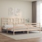 vidaXL Estructura de cama de matrimonio con cabecero madera maciza vidaXL Estructura de cama de matrimonio con cabecero madera maciza