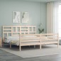 vidaXL Estructura de cama de matrimonio con cabecero madera maciza vidaXL Estructura de cama de matrimonio con cabecero madera maciza