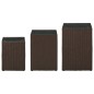 vidaXL Mesa auxiliar 3 pzas superficie vidrio ratán sintético marrón vidaXL Mesa auxiliar 3 pzas superficie vidrio ratán sintético marrón