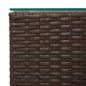 vidaXL Mesa auxiliar 3 pzas superficie vidrio ratán sintético marrón vidaXL Mesa auxiliar 3 pzas superficie vidrio ratán sintético marrón