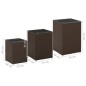 vidaXL Mesa auxiliar 3 pzas superficie vidrio ratán sintético marrón vidaXL Mesa auxiliar 3 pzas superficie vidrio ratán sintético marrón