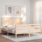 vidaXL Estructura de cama de matrimonio con cabecero madera maciza vidaXL Estructura de cama de matrimonio con cabecero madera maciza