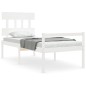 vidaXL Cama para personas mayores con cabecero madera maciza blanco vidaXL Cama para personas mayores con cabecero madera maciza blanco