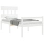 vidaXL Cama para personas mayores con cabecero madera maciza blanco vidaXL Cama para personas mayores con cabecero madera maciza blanco