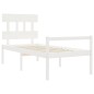vidaXL Cama para personas mayores con cabecero madera maciza blanco vidaXL Cama para personas mayores con cabecero madera maciza blanco