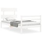 vidaXL Estructura de cama individual con cabecero madera maciza blanco vidaXL Estructura de cama individual con cabecero madera maciza blanco