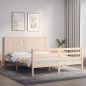 vidaXL Estructura de cama de matrimonio con cabecero madera maciza