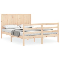 vidaXL Estructura de cama de matrimonio con cabecero madera maciza