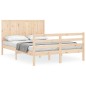 vidaXL Estructura de cama de matrimonio con cabecero madera maciza