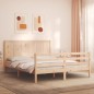 vidaXL Estructura de cama de matrimonio con cabecero madera maciza