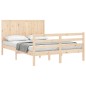 vidaXL Estructura de cama de matrimonio con cabecero madera maciza