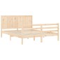 vidaXL Estructura de cama de matrimonio con cabecero madera maciza