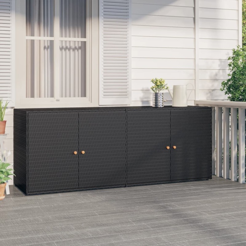 vidaXL Armario de almacenaje de jardín ratán PE negro 198x55,5x80 cm vidaXL Armario de almacenaje de jardín ratán PE negro 198x55,5x80 cm