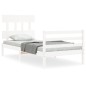 vidaXL Estructura de cama con cabecero madera maciza blanco vidaXL Estructura de cama con cabecero madera maciza blanco