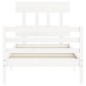 vidaXL Estructura de cama con cabecero madera maciza blanco vidaXL Estructura de cama con cabecero madera maciza blanco