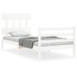 vidaXL Estructura de cama individual con cabecero madera maciza blanco vidaXL Estructura de cama individual con cabecero madera maciza blanco