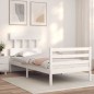 vidaXL Estructura de cama individual con cabecero madera maciza blanco vidaXL Estructura de cama individual con cabecero madera maciza blanco