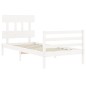 vidaXL Estructura de cama individual con cabecero madera maciza blanco vidaXL Estructura de cama individual con cabecero madera maciza blanco
