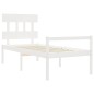 vidaXL Cama para personas mayores con cabecero madera maciza blanco vidaXL Cama para personas mayores con cabecero madera maciza blanco