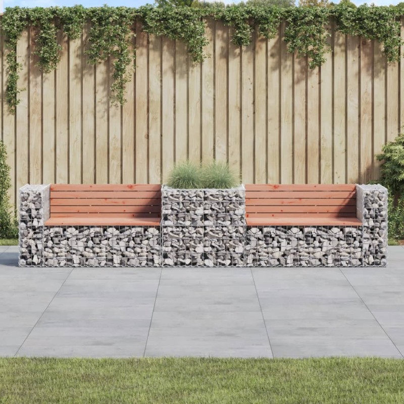 vidaXL Banco de jardín con cesta de gaviones madera abeto Douglas vidaXL Banco de jardín con cesta de gaviones madera abeto Douglas
