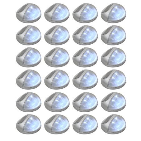 vidaXL Lámparas solares LED de pared exterior redonda 24 uds plateadas