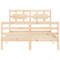 vidaXL Estructura de cama con cabecero madera maciza 140x190 cm