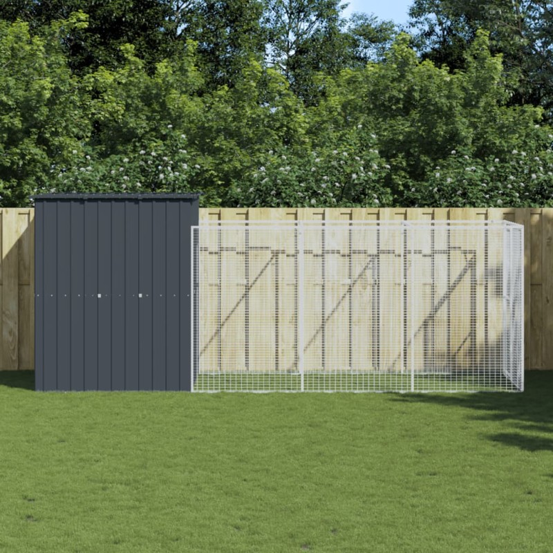 vidaXL Caseta de perros con corral acero galvanizado 165x455x181 cm vidaXL Caseta de perros con corral acero galvanizado 165x455x181 cm