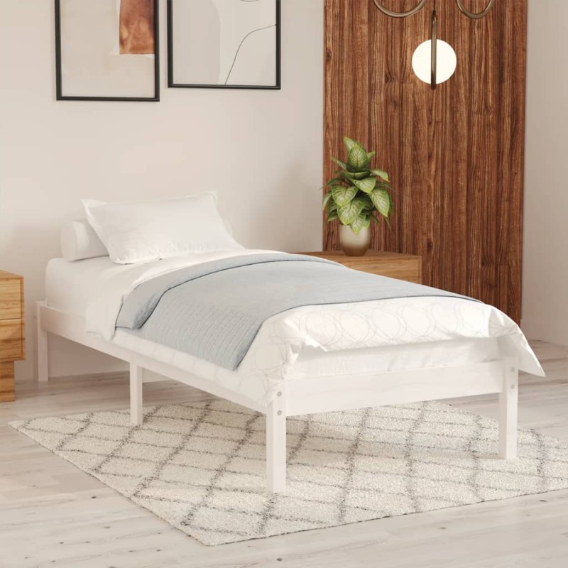 vidaXL Estructura de cama de madera maciza de pino blanco 100x200 cm vidaXL Estructura de cama de madera maciza de pino blanco 100x200 cm