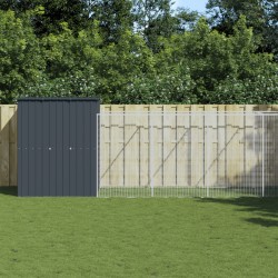 vidaXL Caseta perros con corral acero galvanizado gris 165x1271x181 cm