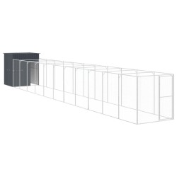 vidaXL Caseta perros con corral acero galvanizado gris 165x1271x181 cm