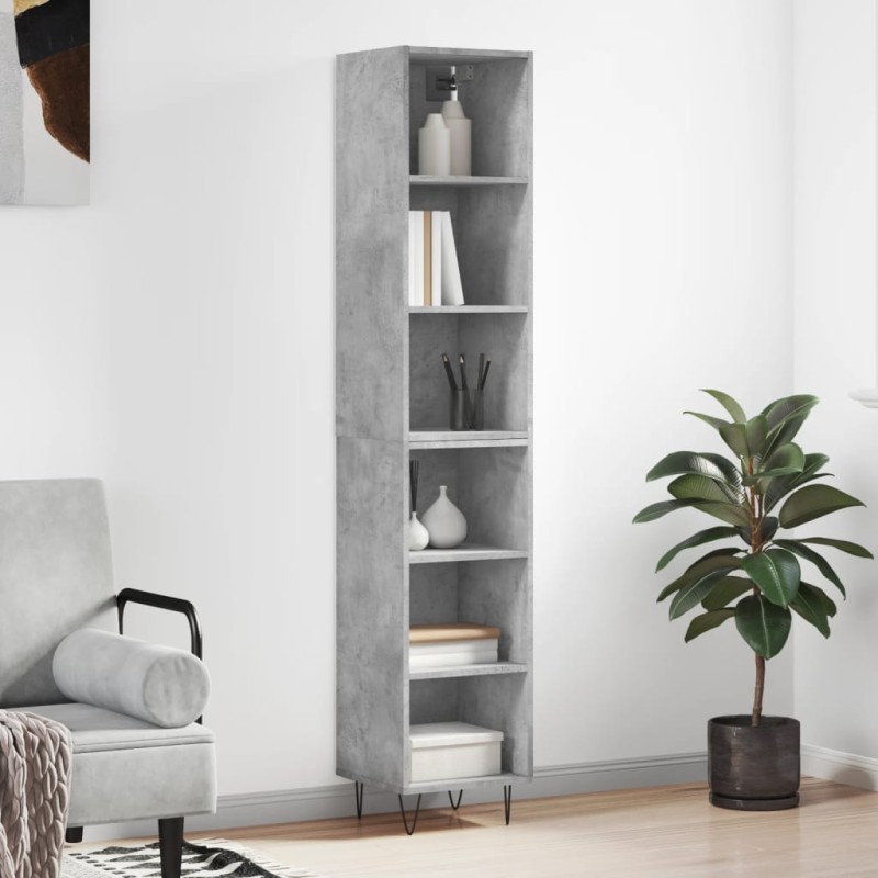 vidaXL Aparador de madera contrachapada gris hormigón 34,5x32,5x180 cm vidaXL Aparador de madera contrachapada gris hormigón 34,5x32,5x180 cm