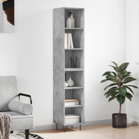 vidaXL Aparador de madera contrachapada gris hormigón 34,5x32,5x180 cm