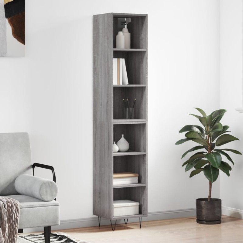 vidaXL Aparador alto madera contrachapada gris Sonoma 34,5x32,5x180 cm vidaXL Aparador alto madera contrachapada gris Sonoma 34,5x32,5x180 cm
