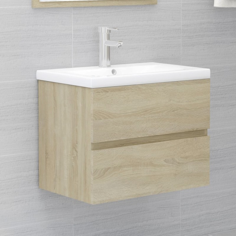 vidaXL Armario de lavabo contrachapada roble Sonoma 60x38,5x45 cm vidaXL Armario de lavabo contrachapada roble Sonoma 60x38,5x45 cm