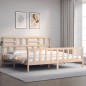 vidaXL Estructura de cama de matrimonio con cabecero madera maciza vidaXL Estructura de cama de matrimonio con cabecero madera maciza
