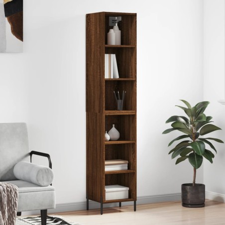 vidaXL Aparador alto madera contrachapada roble marrón 34,5x32,5x180cm