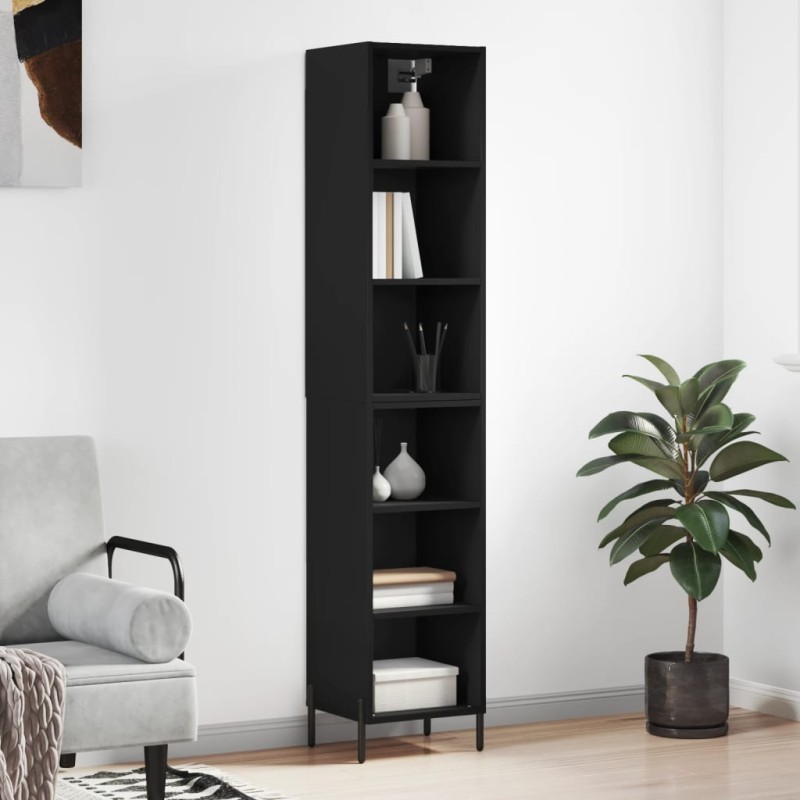 vidaXL Aparador alto madera contrachapada negro 34,5x32,5x180 cm vidaXL Aparador alto madera contrachapada negro 34,5x32,5x180 cm