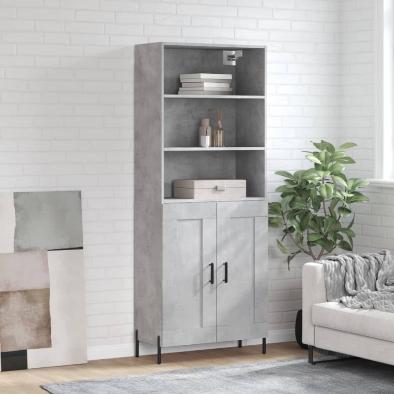 vidaXL Aparador alto madera contrachapada gris hormigón 69,5x34x180 cm vidaXL Aparador alto madera contrachapada gris hormigón 69,5x34x180 cm