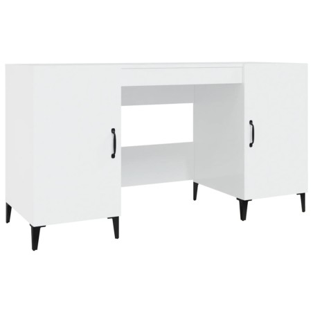 vidaXL Escritorio madera contrachapada blanco brillante 140x50x75 cm