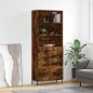 vidaXL Aparador alto madera contrachapada roble ahumado 69,5x34x180 cm