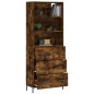 vidaXL Aparador alto madera contrachapada roble ahumado 69,5x34x180 cm