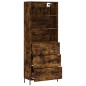 vidaXL Aparador alto madera contrachapada roble ahumado 69,5x34x180 cm