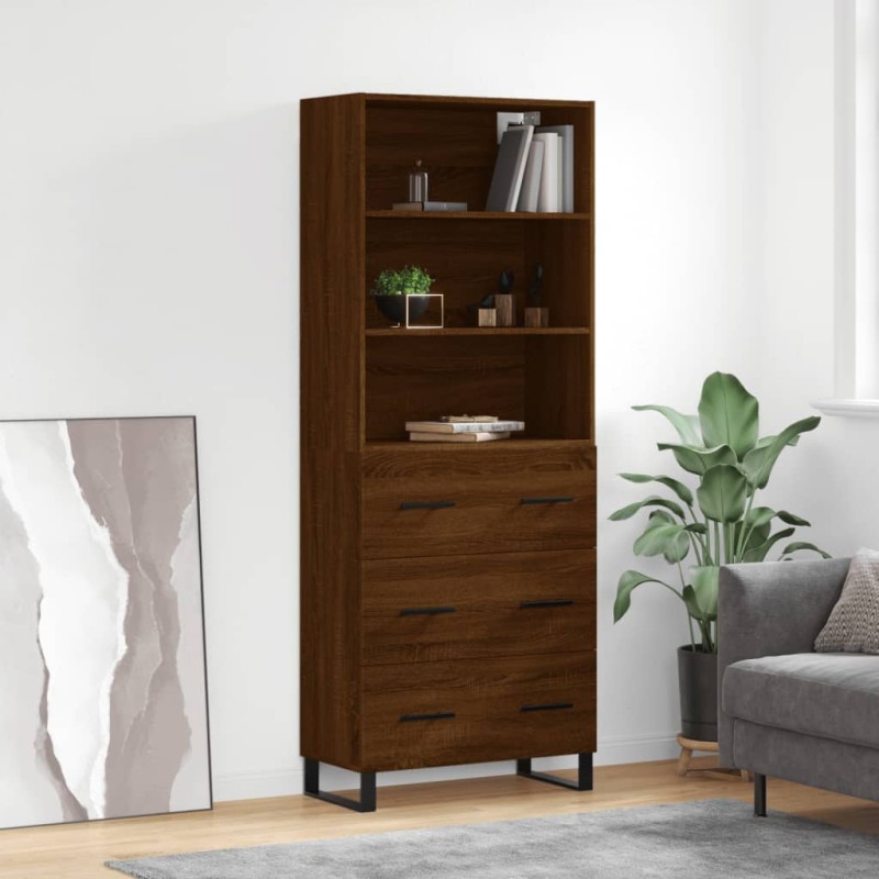 vidaXL Aparador alto madera contrachapada marrón roble 69,5x34x180 cm vidaXL Aparador alto madera contrachapada marrón roble 69,5x34x180 cm